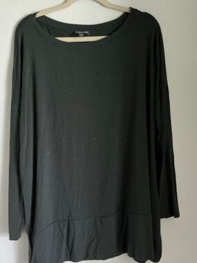 Eileen Fisher Black Oversized Long-Sleeve ballet neck Shirt Top,GUC